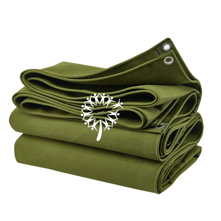 PVC Coating Fabric Olive Green Cargo Covers Polyester Cotton Heavy Duty Waterproof Canvas Tarps