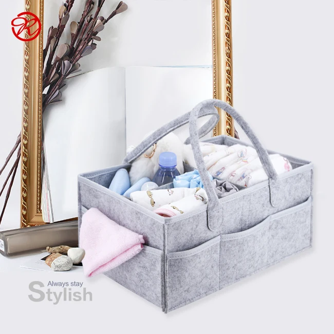 
felt diaper bag custom portable multi-pockets tote baby storage felt diaper caddy organizer 