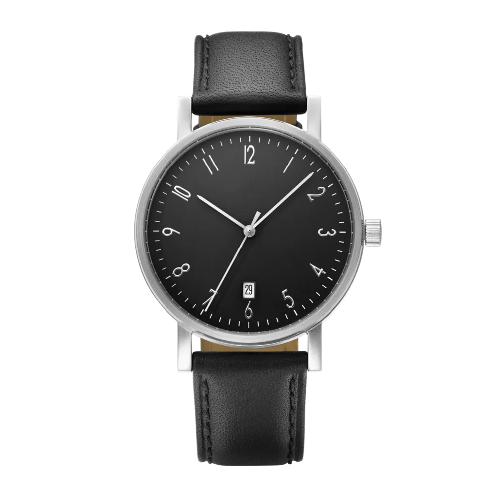 mexda brand Classic design  5ATM waterproof mineral glass Make Your Brand Custom date function Grey Dial minimalist style watch