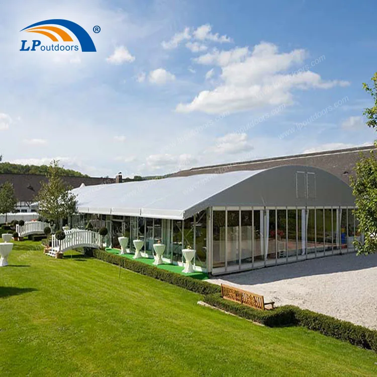 waterproof aluminum frame arcum party tent with ceiling decoration for wedding banquet event