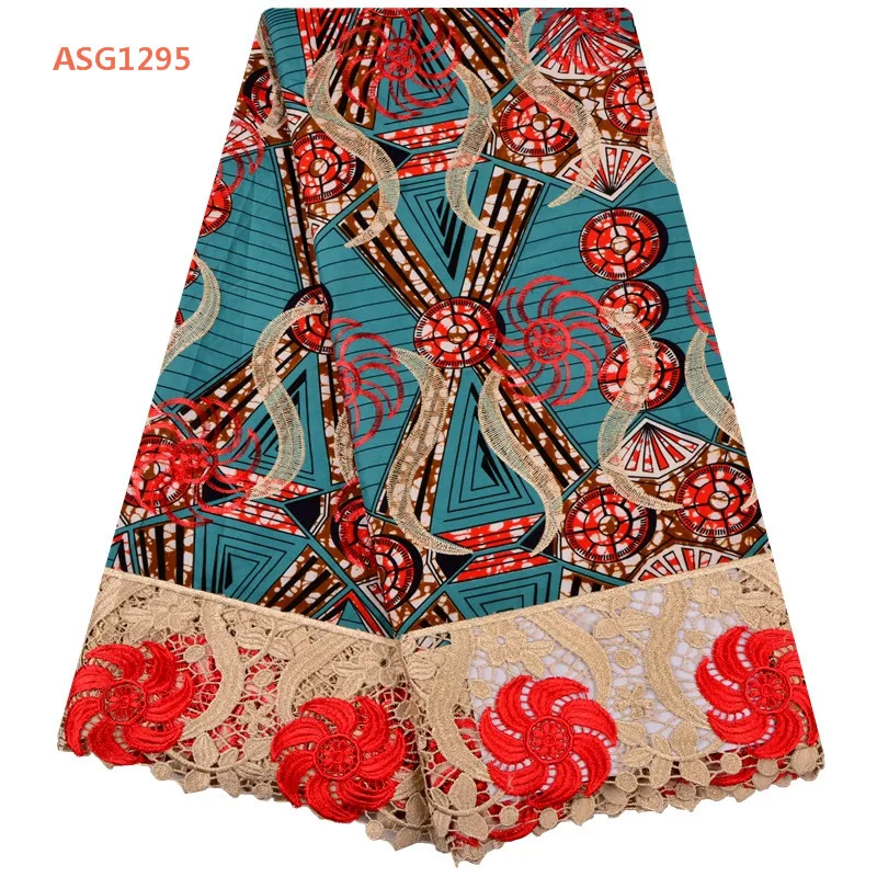 
African Lace Fabric 5 Yards African Wax Lace Fabrics For Nigerian Party High Quality Nigeria Wax Lace Fabric For Wedding 