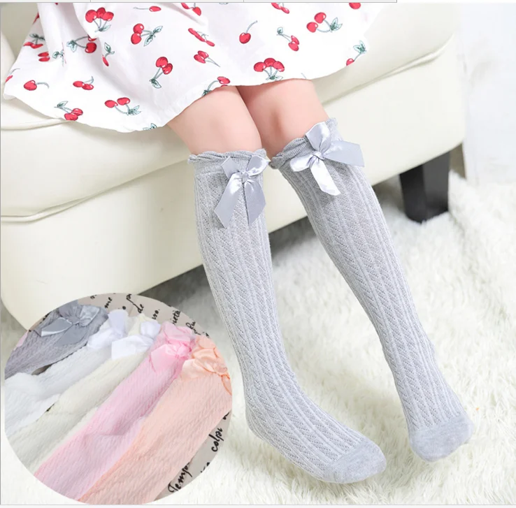 custom logo cotton student princess lovely pink bow baby girls socks