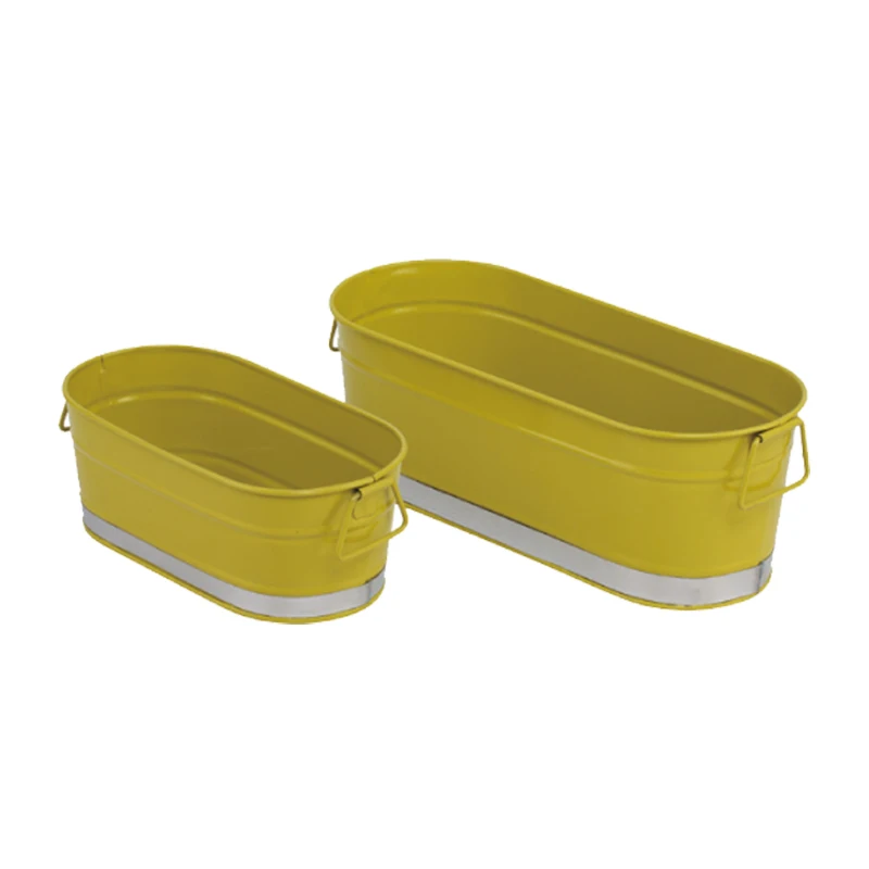 Hanging Garden Galvanized Plant Pot Tin Box Metal Yellow Planters Pots Flower Holder Gardening Accessoriwer Flower Can Bucket