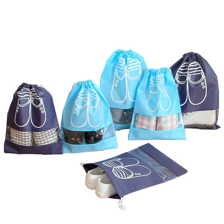 Wholesale cheap non-woven portable tote drawstring waterproof shoe dust bag