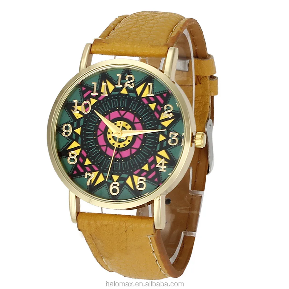 Wholesale Geneva Sun Flower Compass Belt Ethnic Style Ladies Fashion Fashion Watch Sunflower Women  Watch