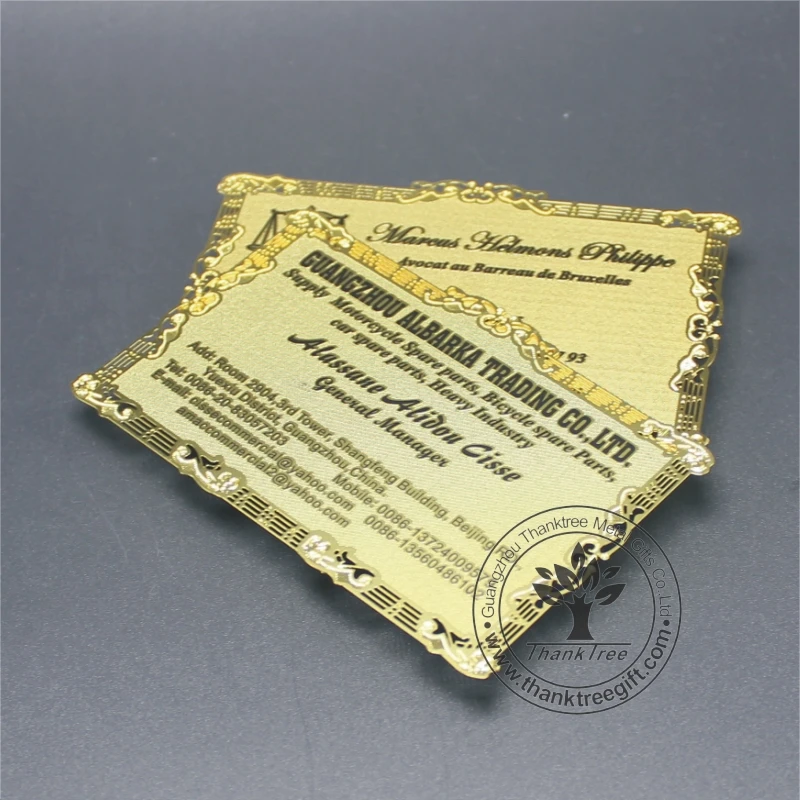 
Thanktree cheap custom gold plated metal nameplate with black letter printing 