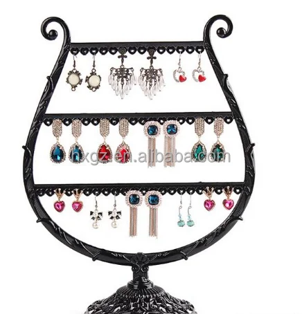 Hanging display rack in romantic red wine cup shaped, Splittable metal display holder for lady ear studs