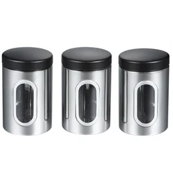 Kitchen Stainless Steel Storage Canister Set Coffee Sugar Tea Metal Seasoning Jar For Storage Jar Bottles Canister With Lid