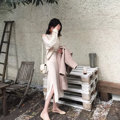 
Knitwear two set high quality cashmere women sweater 