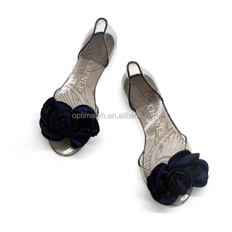 Женские сандалии-желе из ПВХ с плоской подошвой и бантом