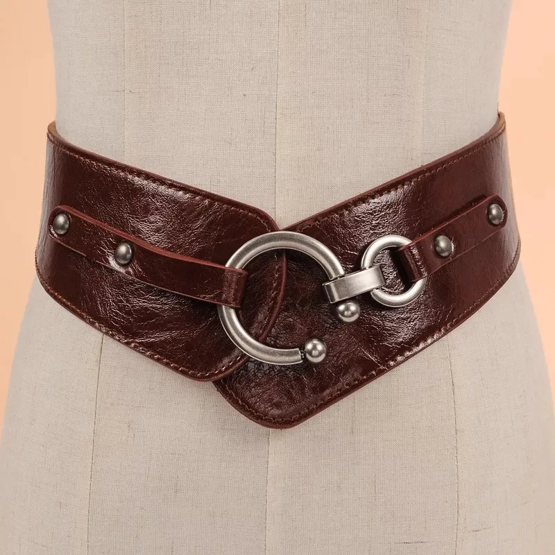 
2019 Fashion ladies dress wide belt leather woman elastic waist belt 