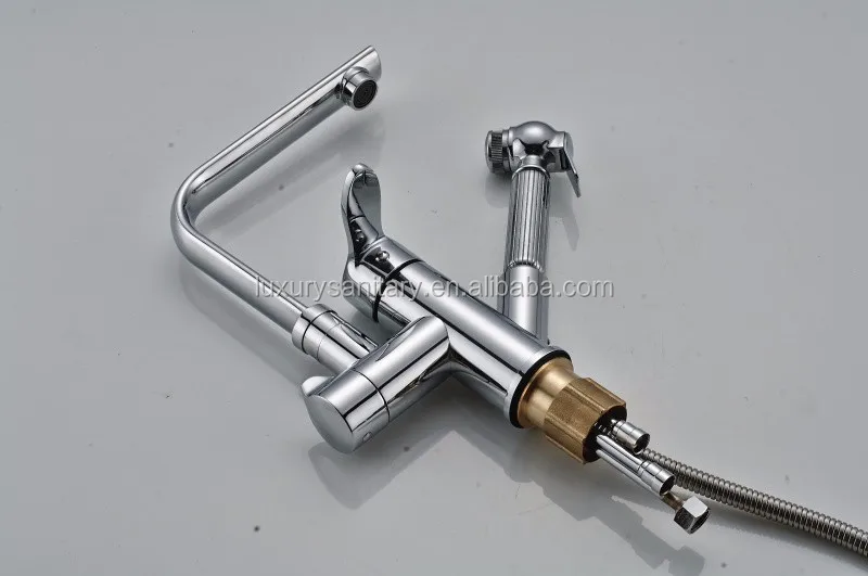 good quality multi function brass pull out kitchen sink faucet mixer tap with spray gun