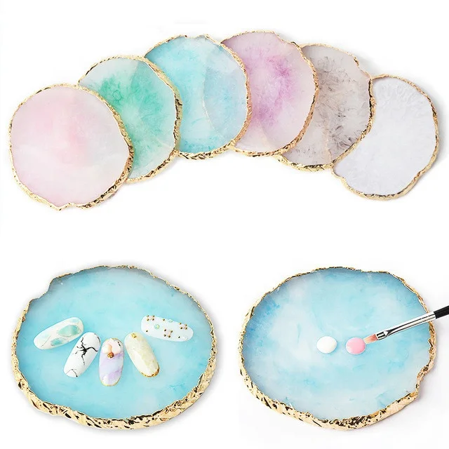 Misscheering 1 Pcs Round False Nail Tips Display Board Resin Stone Color Painting Palette Holder Practice Nail Art Tools