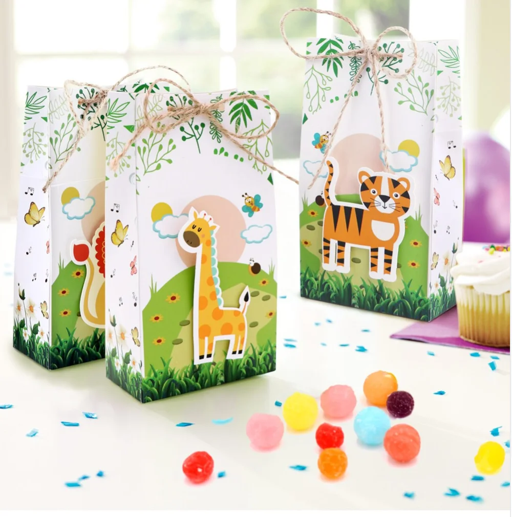 
Jungle party decoration baby shower birthday animal theme party favor box goodie bag 