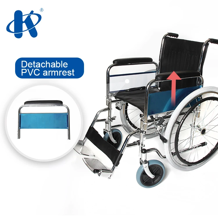Kaiyang KY901 new adjustable armrest manual folding wheelchair High Configuration Folding Manual Steel Wheelchair