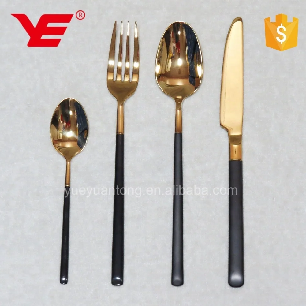 Kitchen 304 Stainless Steel Bulk PVD Gold Cutlery for Weddings