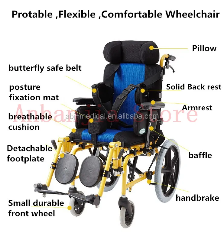 manual children wheelchair Aluminum alloy Cerebral palsy children wheelchair
