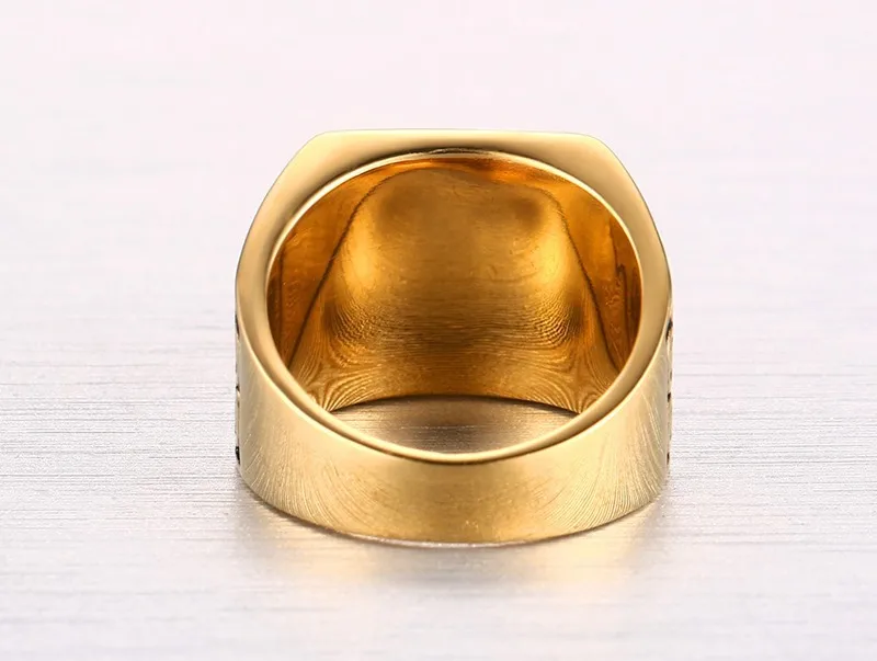 Fashion Stainless Steel Jewelry Guard Pattern Name Gold Ring Big 14k Single Stone Design Gold Ring