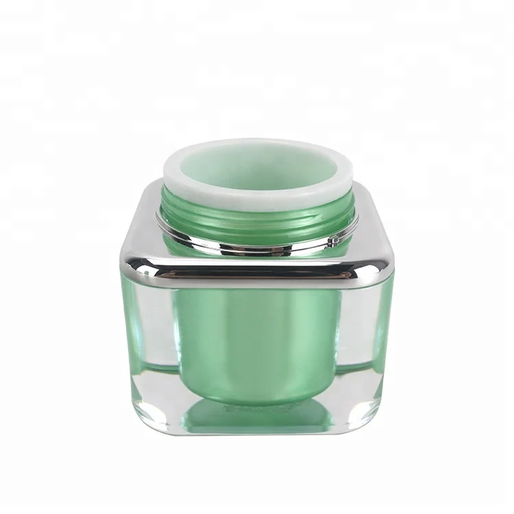 50ml Square Skin Care Cylinder Shape Clear Empty Black Facial  Airless Mason Cream Cosmetic Acrylic Jar
