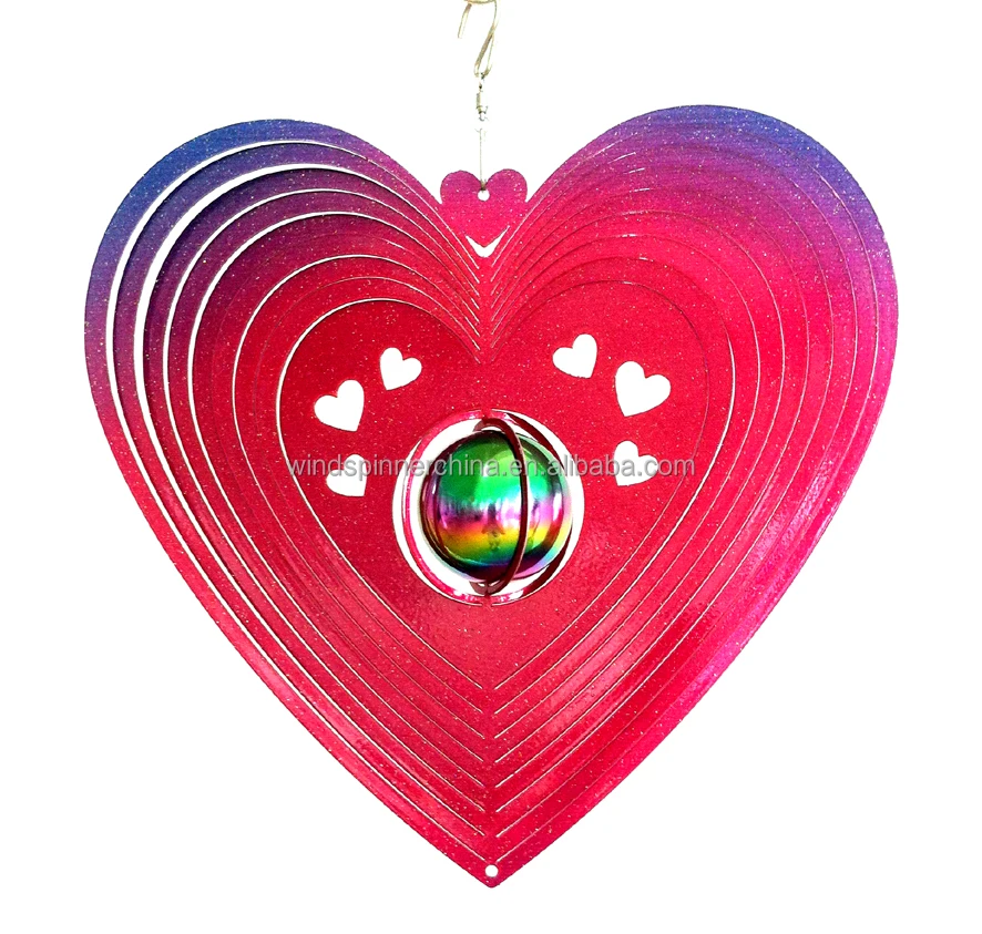 
Whole sale stainless steel wind spinner--heart w/multi ball 