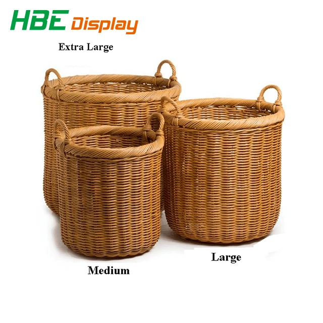 light Brown Oval Hand Woven Willow Wicker Storage Picnic Shopping Hamper Basket