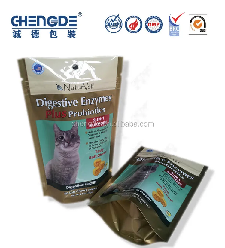 Китай поставщик животное пища мешок Cat биодобавки встать молния в упаковке bag