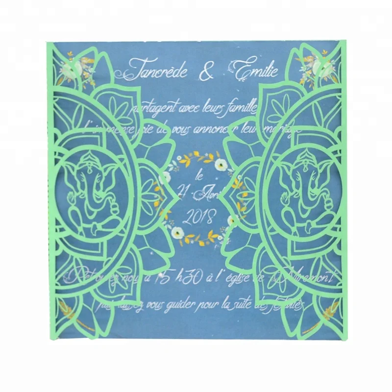 wedding invitation card laser cut white ganesh buddha card invitation wedding