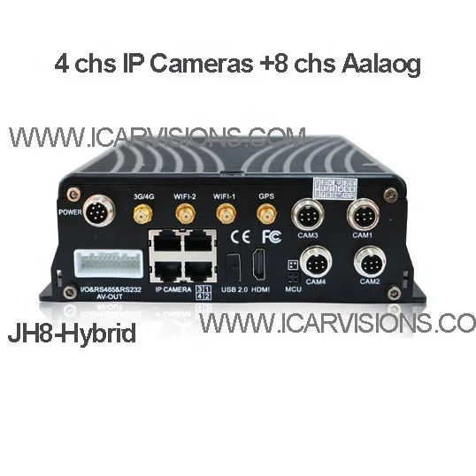 
ICARvisions JH4-Hybrid 8 channel 720P GPS 4G wifi mobile car NVR with E-mark EN50155 
