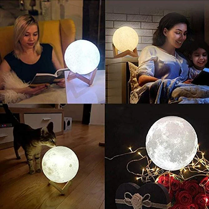 Goldmore Rechargeable Touch Sensor Control  LED Lunar Light,3D Moon Lamp Night Light for Decorative