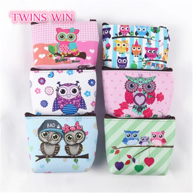 Женский кошелек с милым рисунком совы на молнии индивидуальным 560