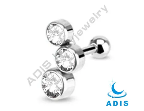 Jeweled ear tragus piercing with helix piercing