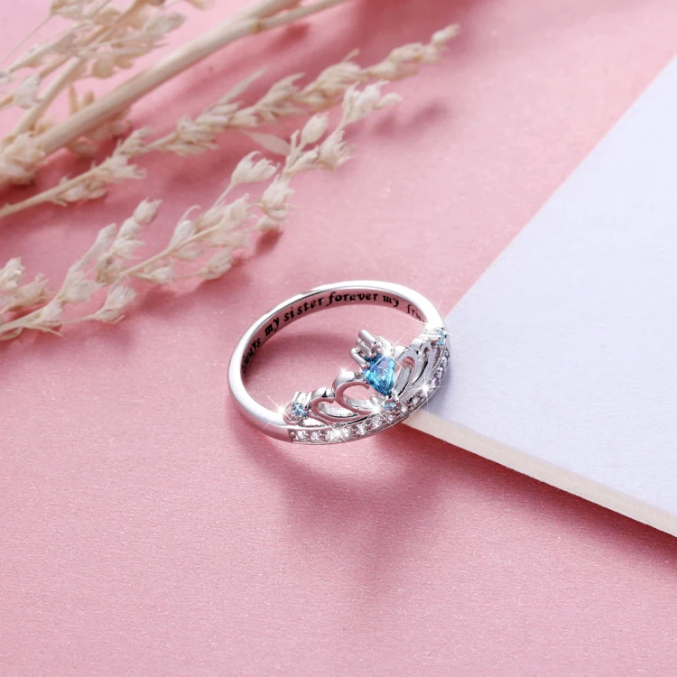 Hot Products Popular Women Jewelry 925 Sterling Silver Princess Crown Ring