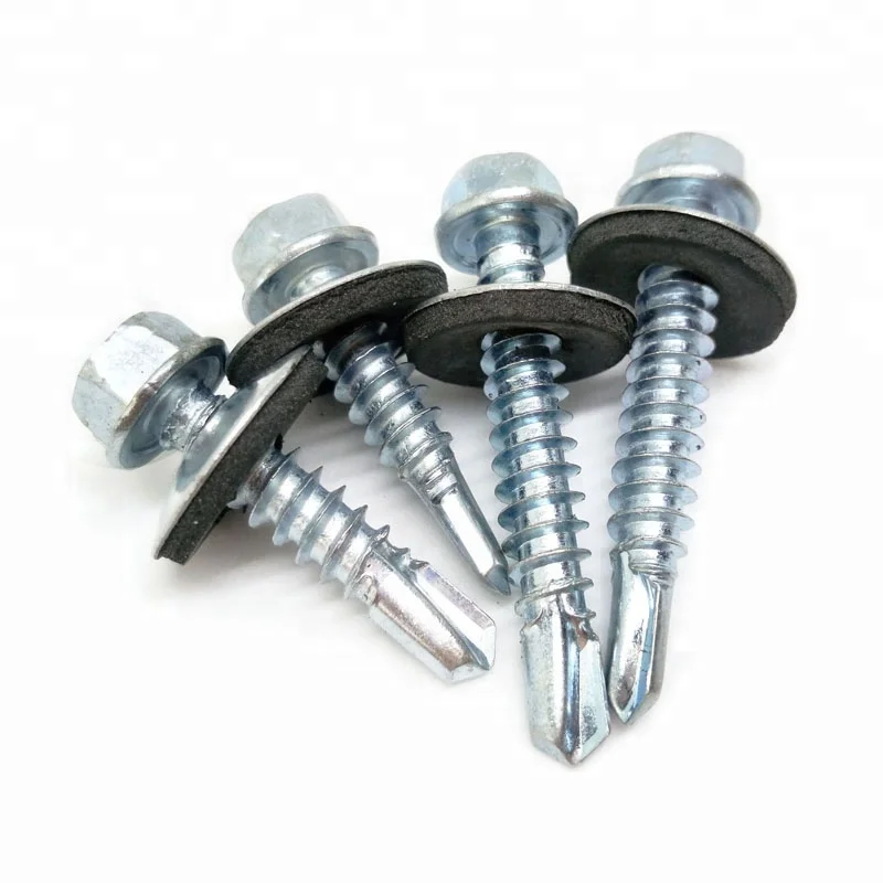 DIN7504 6.3x65mm Taiwan Hex Head Self Drilling Screw With Rubber Washer
