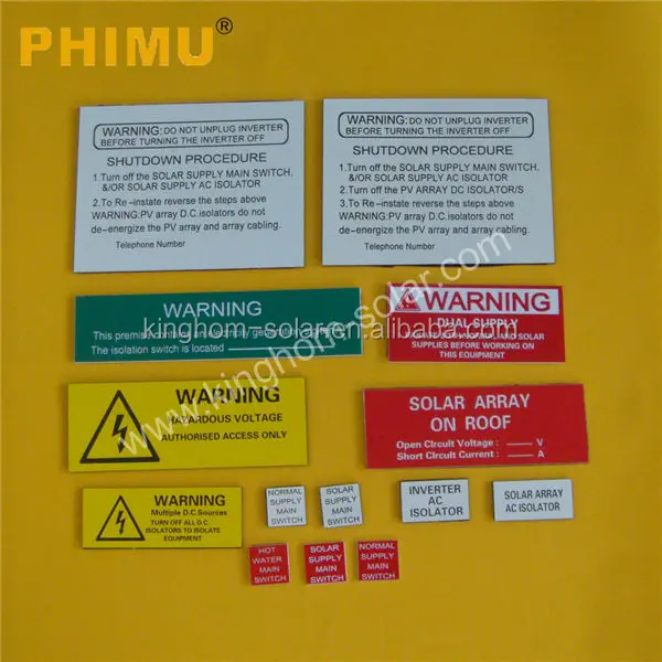 Australia ABS PV Labels/Solar Label kits
