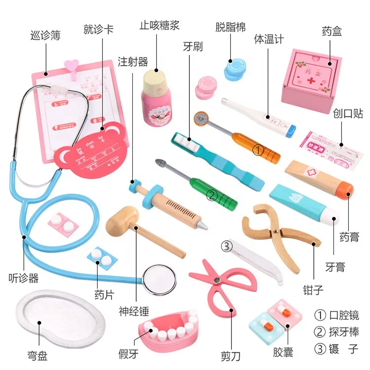 Игрушка для ролевых врачей, деревянная игрушка для косплея, имитация стоматолога, аксессуары, инструменты, набор врачей, игрушка для ролевых игр