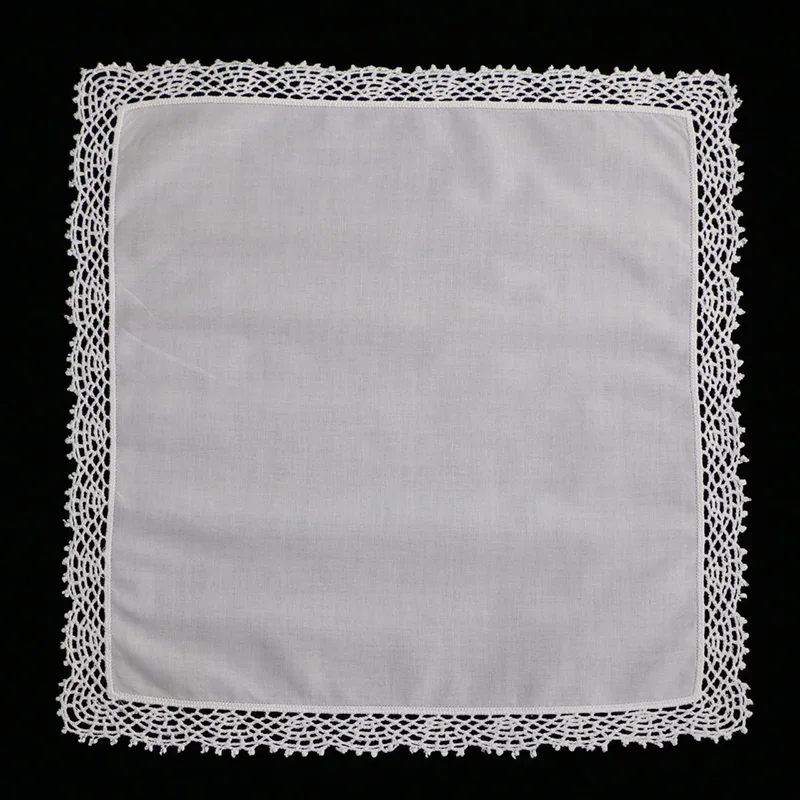 
D001: White premium cotton lace handkerchiefs crochet hankies for women/ladies wedding gift 