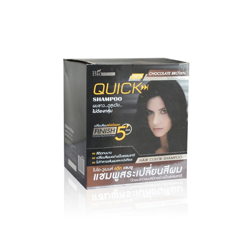 Wholesale Best Thailand Quick 5 Magic Natural Herbal Brown Hair Dye Shampoo Permanent Hair Color in Cream Sachet