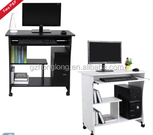 Movable Computer Desk Home Office Desk for Small Spaces Sturdy  with Sliding Keyboard and Shelves