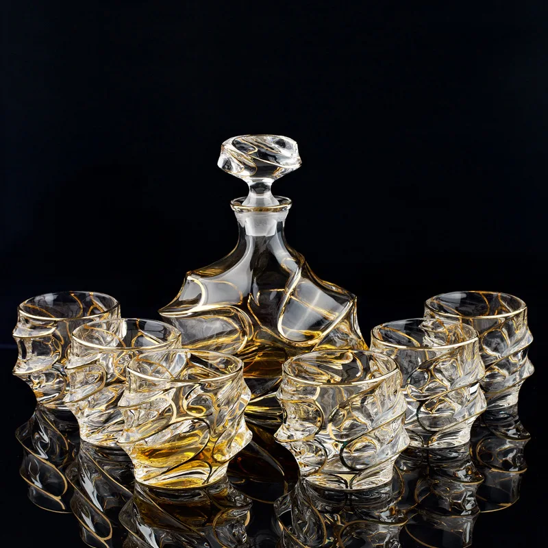 lead-free crystal glass whiskey glass with glass bottle gift set
