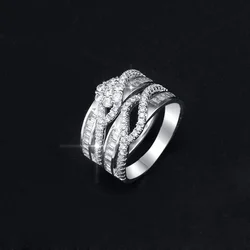 Couple ring Simple Model white gold plated  finger double ring