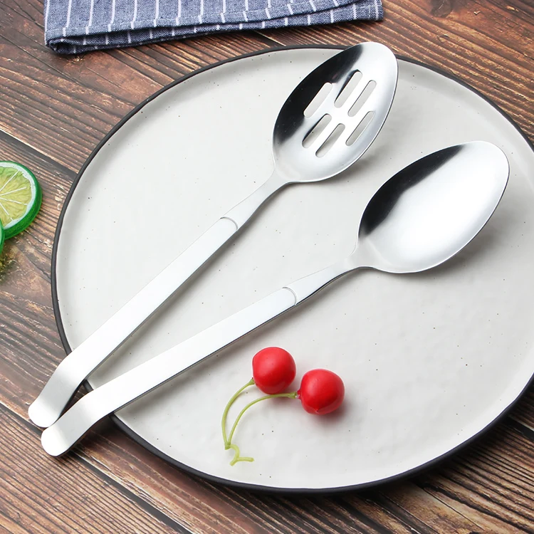 11inches stainless steel serving spoon set, buffet salad rice kitchen spoon
