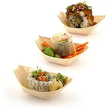 disposable wooden craft boat shaped plate sushi boat