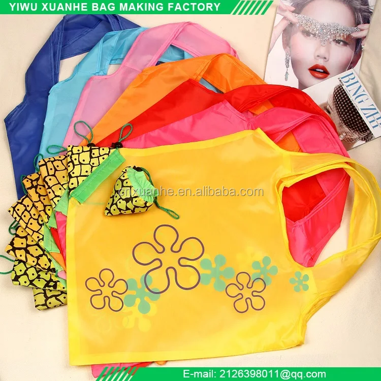 Recycled Polyester Foldable Bags Fruit Shaped Foldable Eco Tote Bag For Promotion