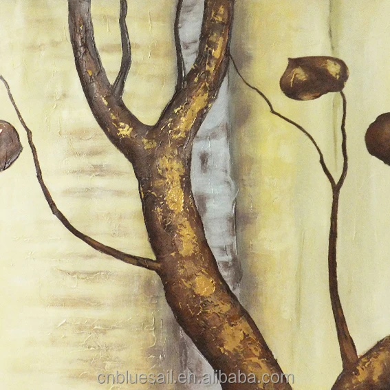 Popular modern tree handmade oil painting decoration plant on canvas 3 panel canvas wall art