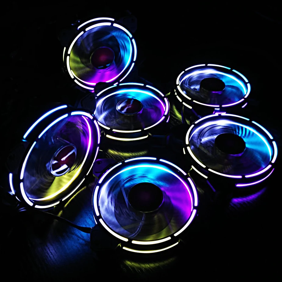 Coolmoon Light Wheel 1 Factory Price PC fan cooling LED Controller RF remote control Double aperture computer case 120mm rgb fan