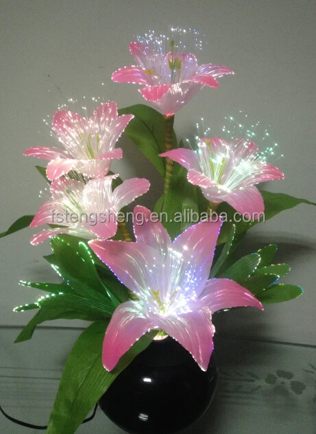 2021 Popular high quality simulation decorative flowers with led lights White Pink Lily with color change