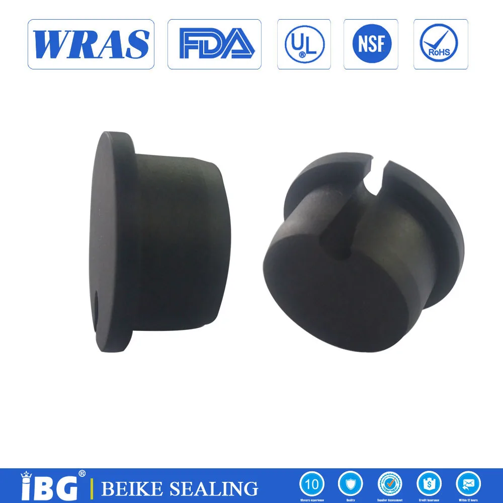 Custom molded silicone rubber grommet stopper with hole