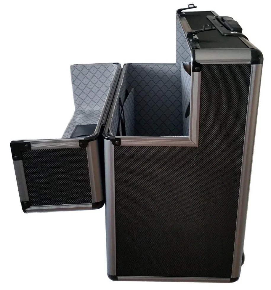 
New Aluminium Black Pilot Case Wheeled Briefcase Carry Case Travel Work Business 