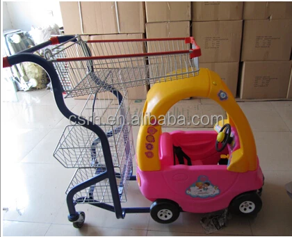 With A Plastic Toy Car for Kids Sit Supermarket Shopping Cart