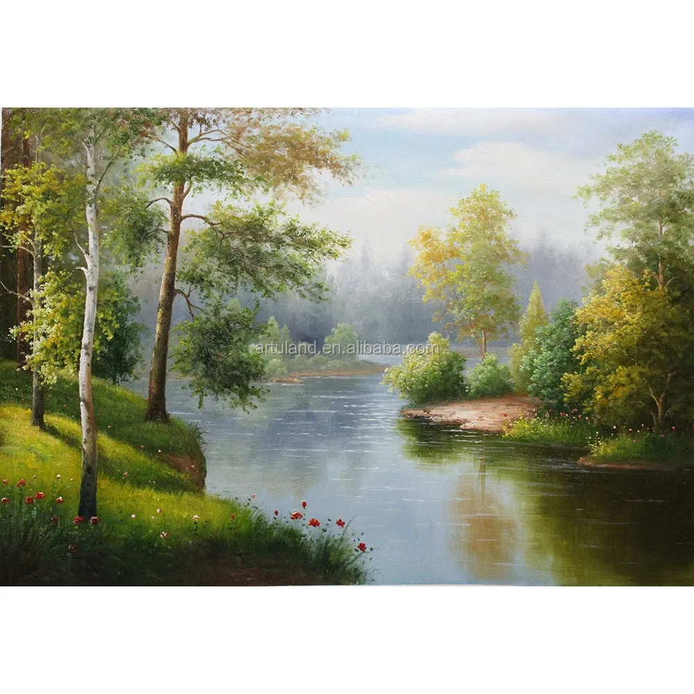 2015Chinese beautiful mountains-and-waters scenery oil painting for Wall Art